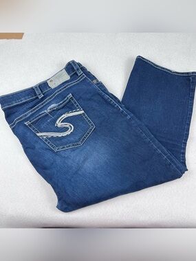 Silver Jeans Suki Mid Capri Women’s Size 24 Blue Stretch Denim Cropped Jeans